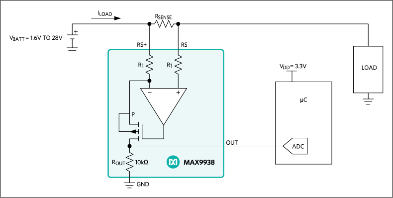 MAX9938：典型工作电路