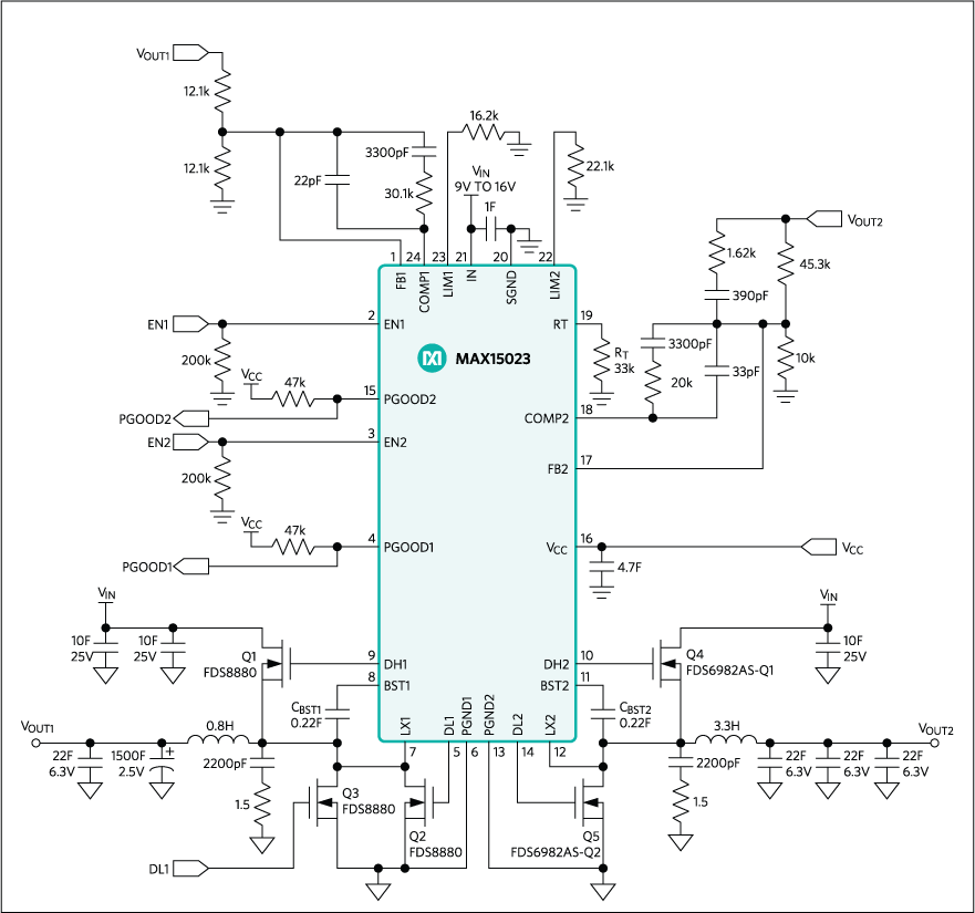 MAX15023：典型应用电路