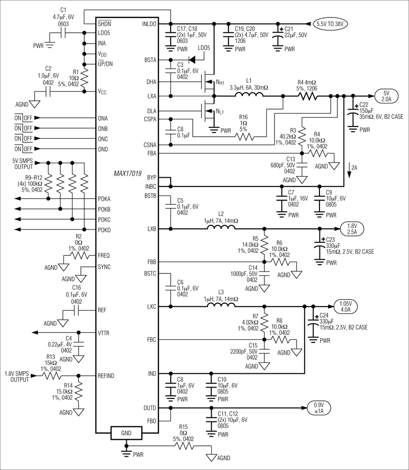 MAX17019：标准应用电路