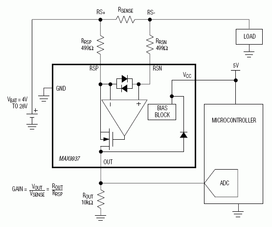 MAX9937：典型工作电路