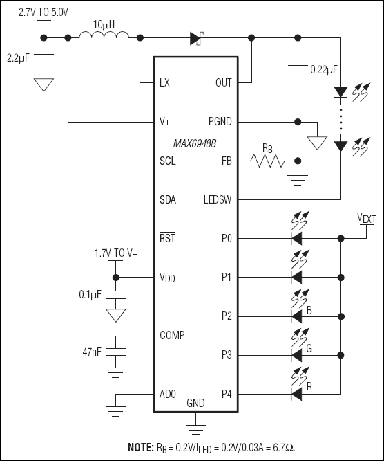 MAX6948B：典型工作电路