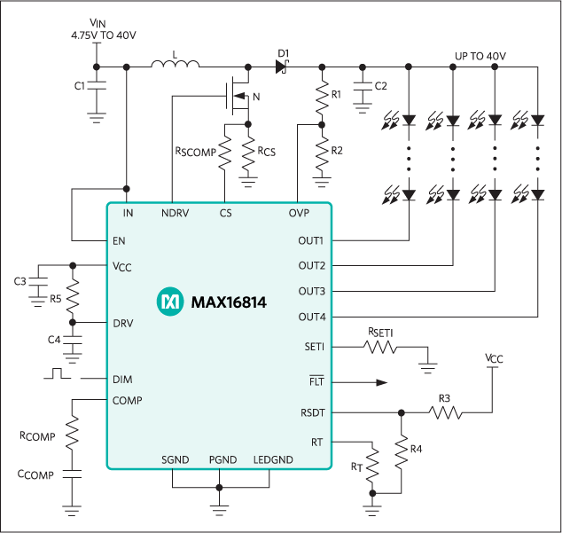 MAX16814：典型工作电路