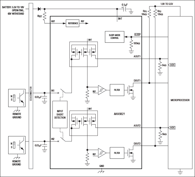 MAX9621：典型应用电路