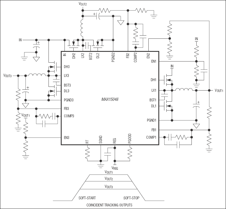 MAX15048、MAX15049：简化电路(带跟踪功能)