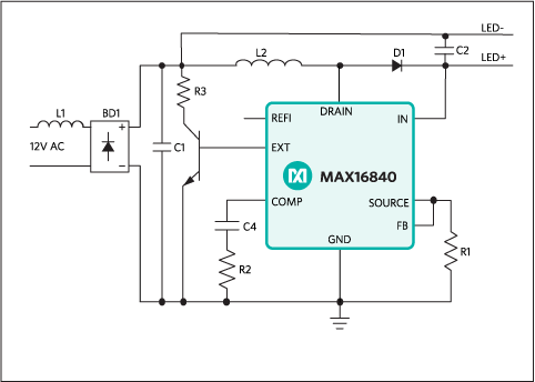 MAX16840：典型工作电路