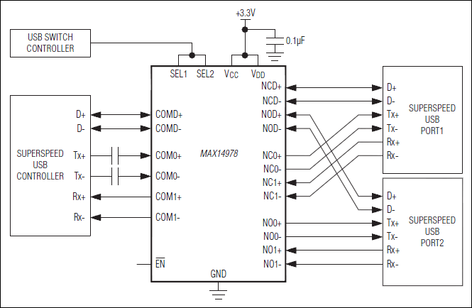 MAX14978：典型工作电路