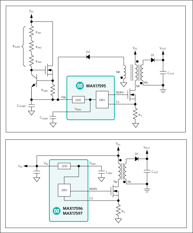 MAX17595, MAX17596, MAX17597: Startup Circuits