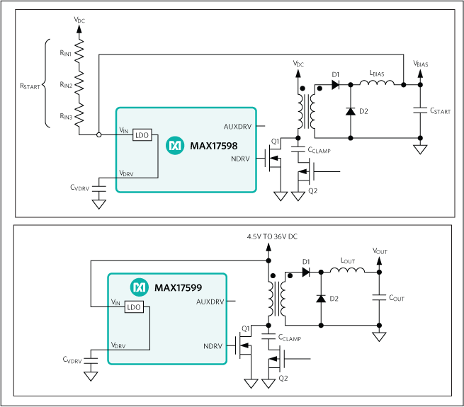 MAX17598, MAX17599: Startup Circuits