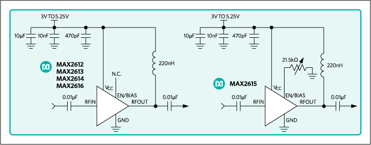 MAX2612, MAX2613, MAX2614, MAX2615, MAX2616: Typical Application Circuits