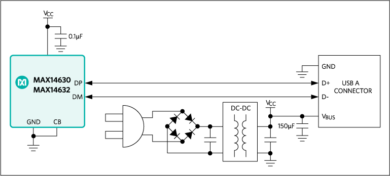 MAX14630, MAX14632: Typical Operating Circuit