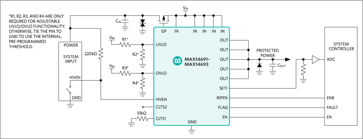 MAX14691, MAX14692, MAX14693: Typical Application Circuit