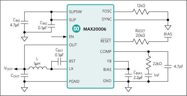 MAX20004, MAX20006, MAX20008: Typical Application Circuit