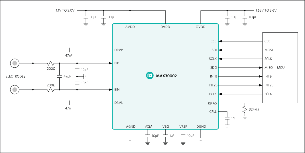 MAX30002: Typical Application Circuit