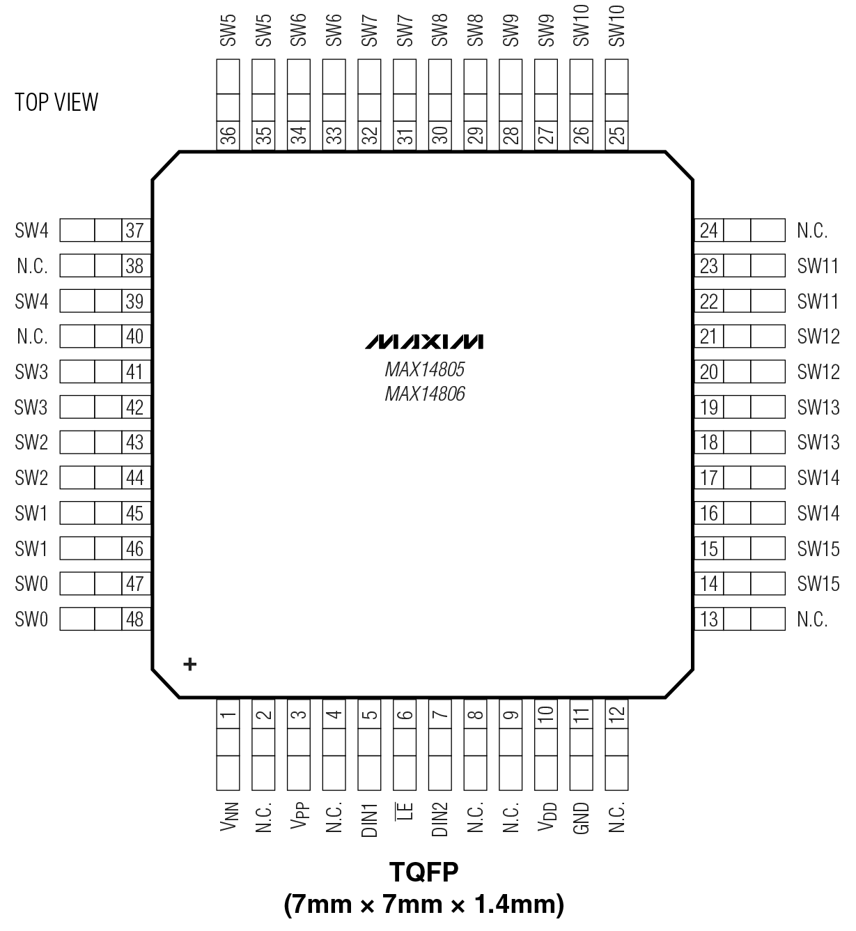 MAX14805/MAX14806 Pin Configuration