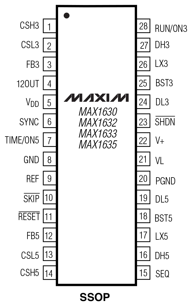 MAX1630/MAX1632/MAX1633/MAX1635 Pin Configuration