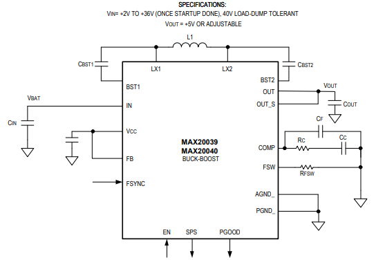 MAX20039/MAX20040 Circuit Diagram