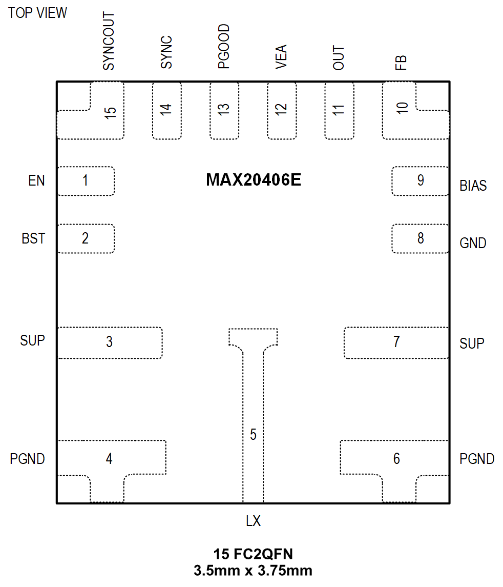 MAX20406E Pin Configuration