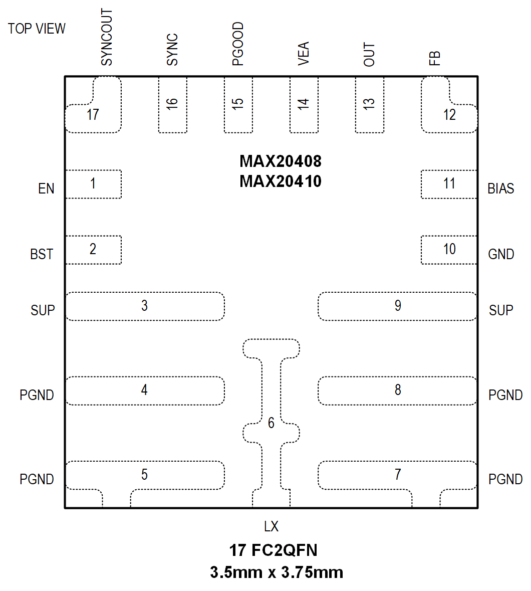 MAX20408/MAX20410 Pin Configuration