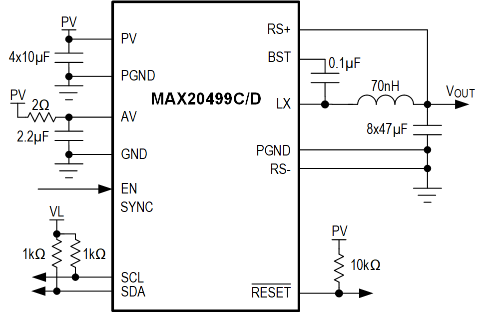 MAX20499C-MAX20499D Simple Block Diagram