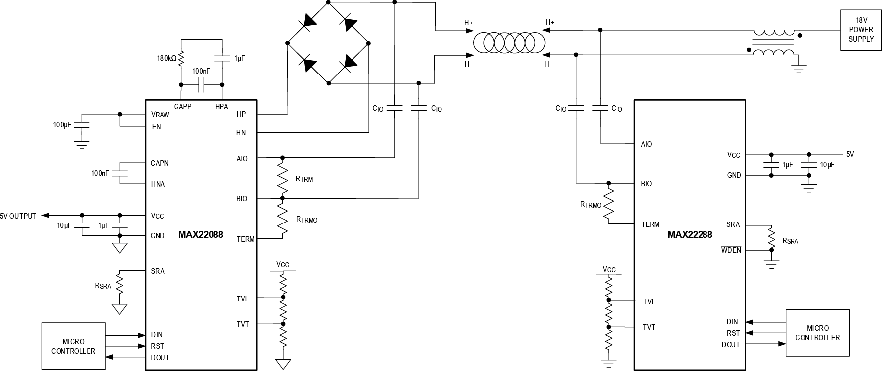 MAX22288 Simplified Home Bus System