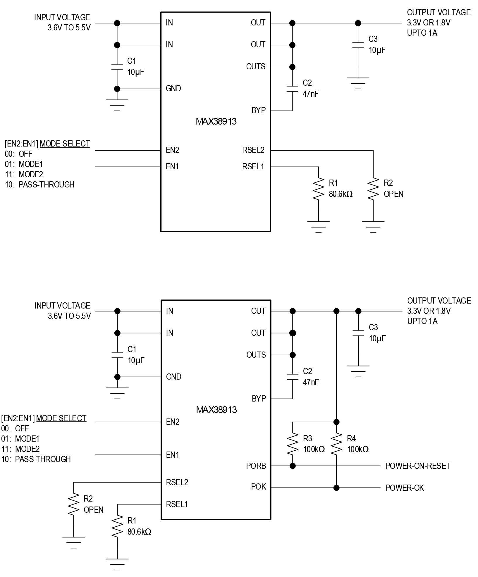 MAX38913 Typical Application Circuits