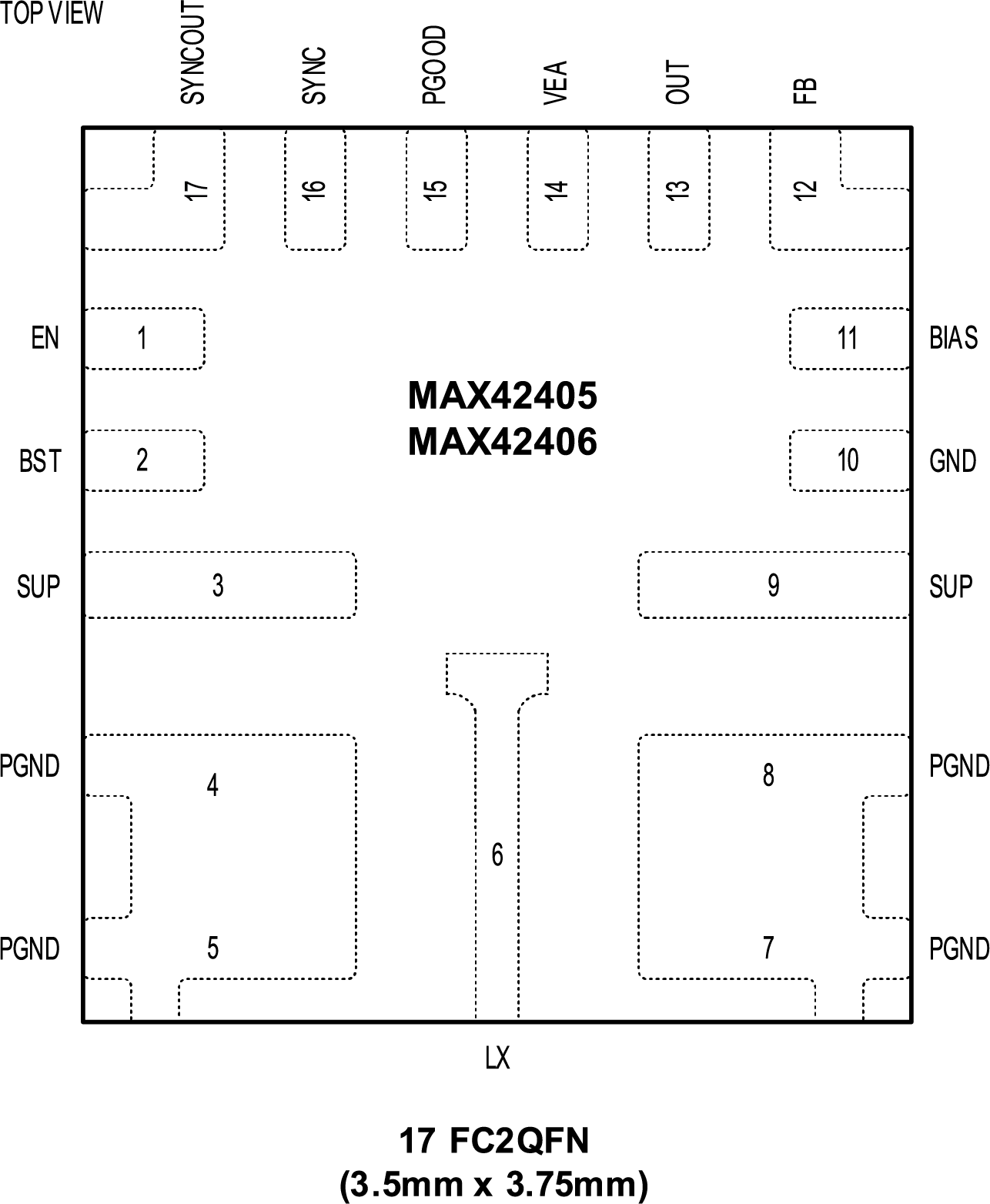 MAX42405-MAX42406 Pin Configurations