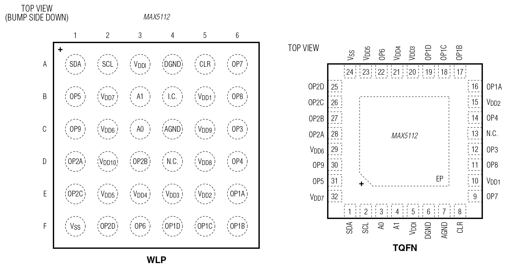 MAX5112 Pin Configurations