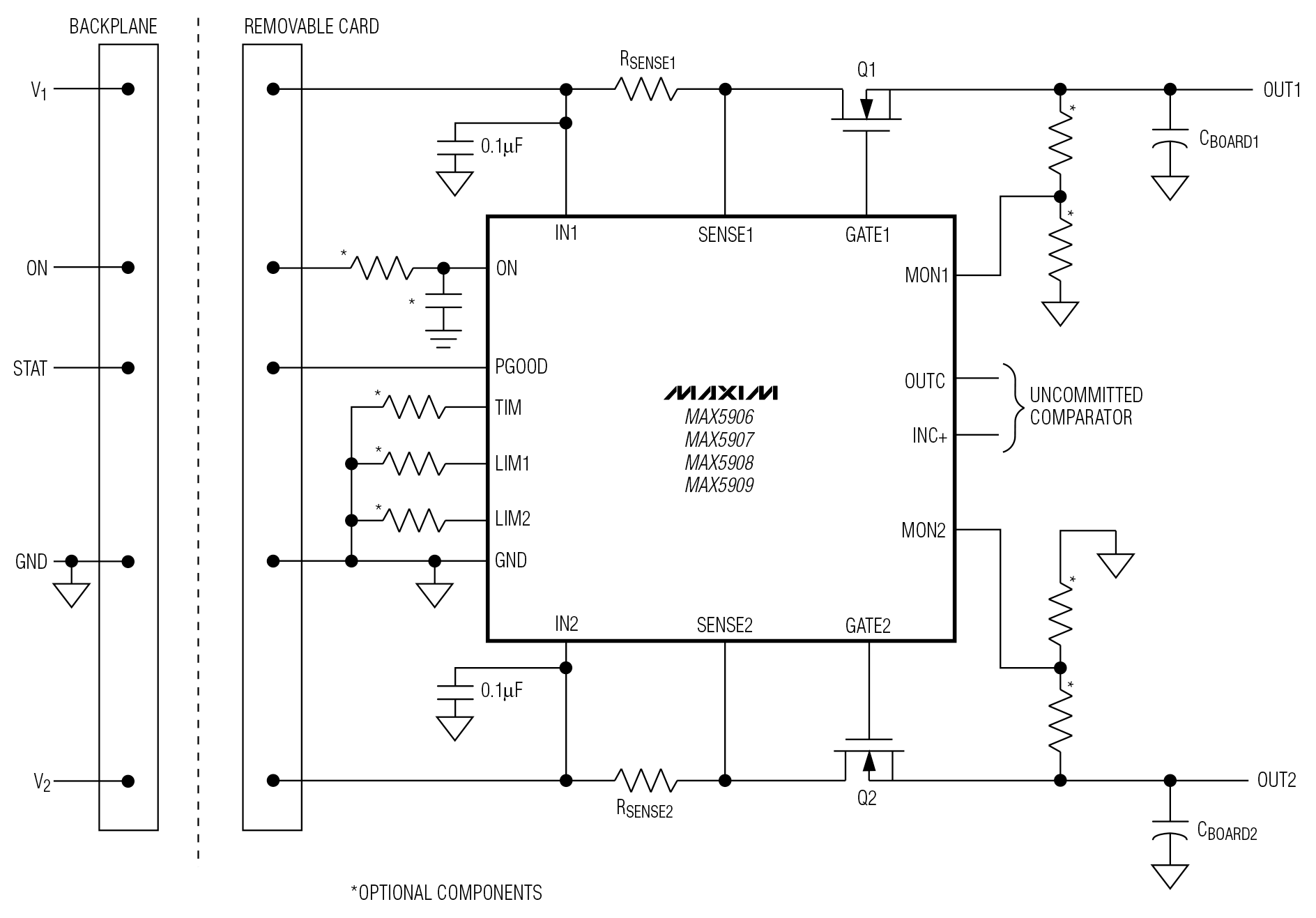 MAX5906/MAX5907/MAX5908/MAX5909 Circuit Diagram