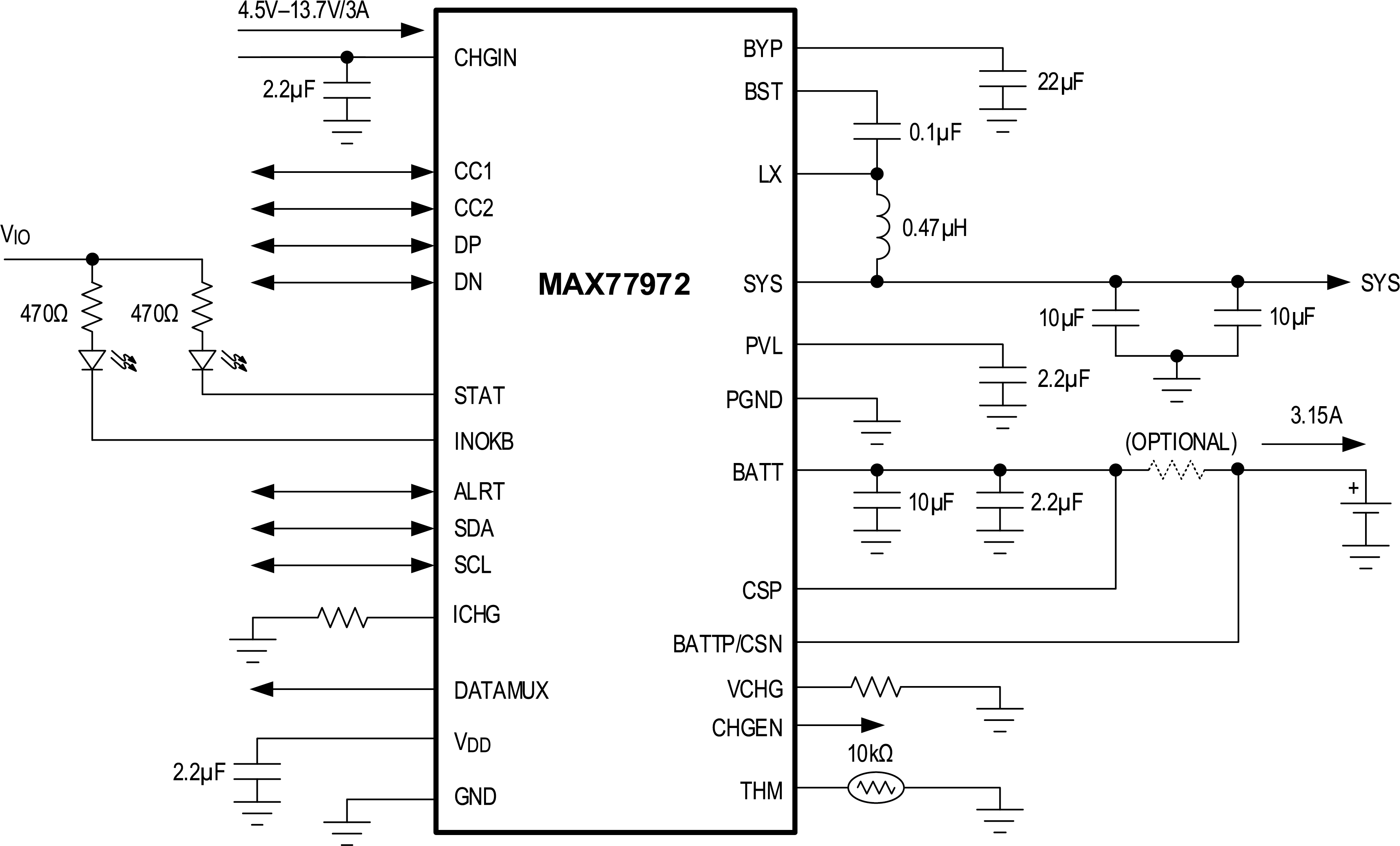 MAX77972 Simplified Block Diagram