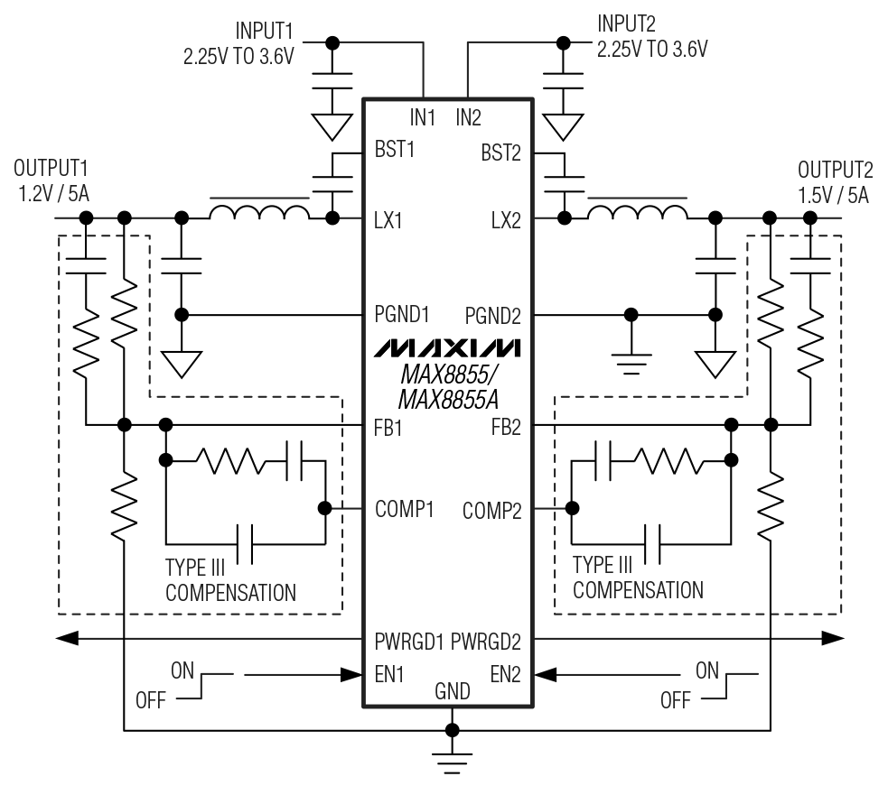 MAX8855/MAX8855A Simplified Block Diagram