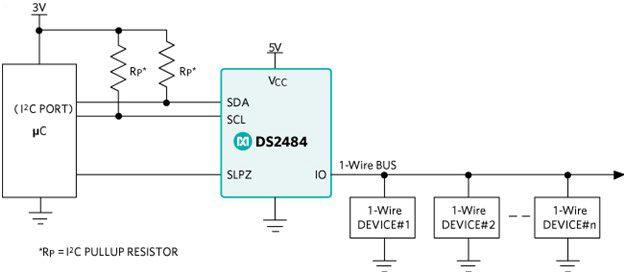 Figure 4. DS2484 connected to a host microcontroller I2C port