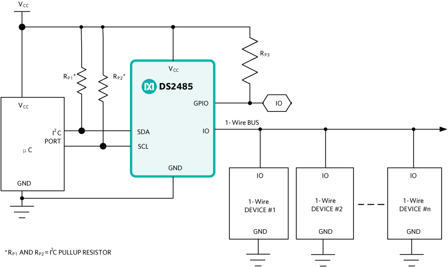 Figure 5. DS2485 connected to a host microcontroller I2C port