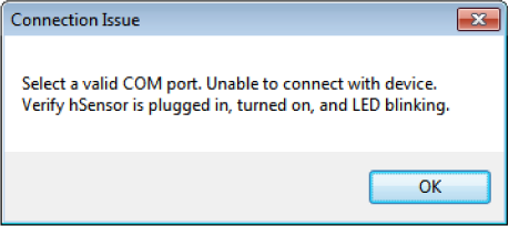 Figure 2. Connection Issue window.