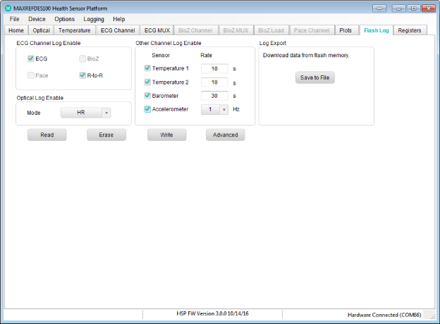 Figure 14. Flash Log tab.