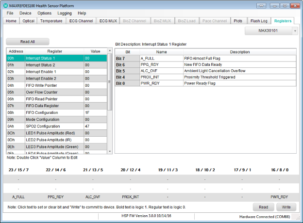 Figure 15. Registers tab.