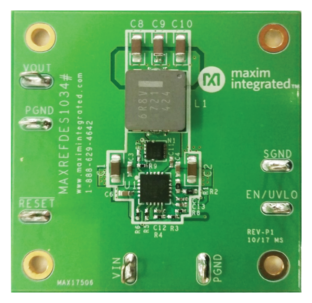 Power-supply reference design provides a 5V output and up to 5A of load current for system power of auxiliary functions such as monitoring and control.