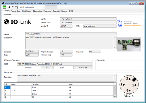 Figure 3. The TMG IO-Link device tool with the MAXREFDES171#.