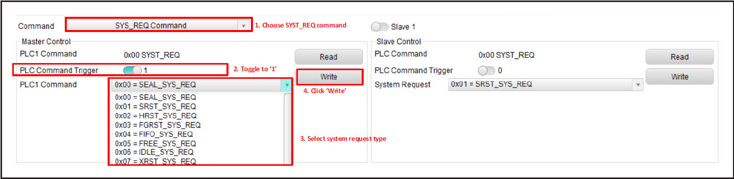 MAX20355/20357 Master Sends SYST_REQ Command to Slave1