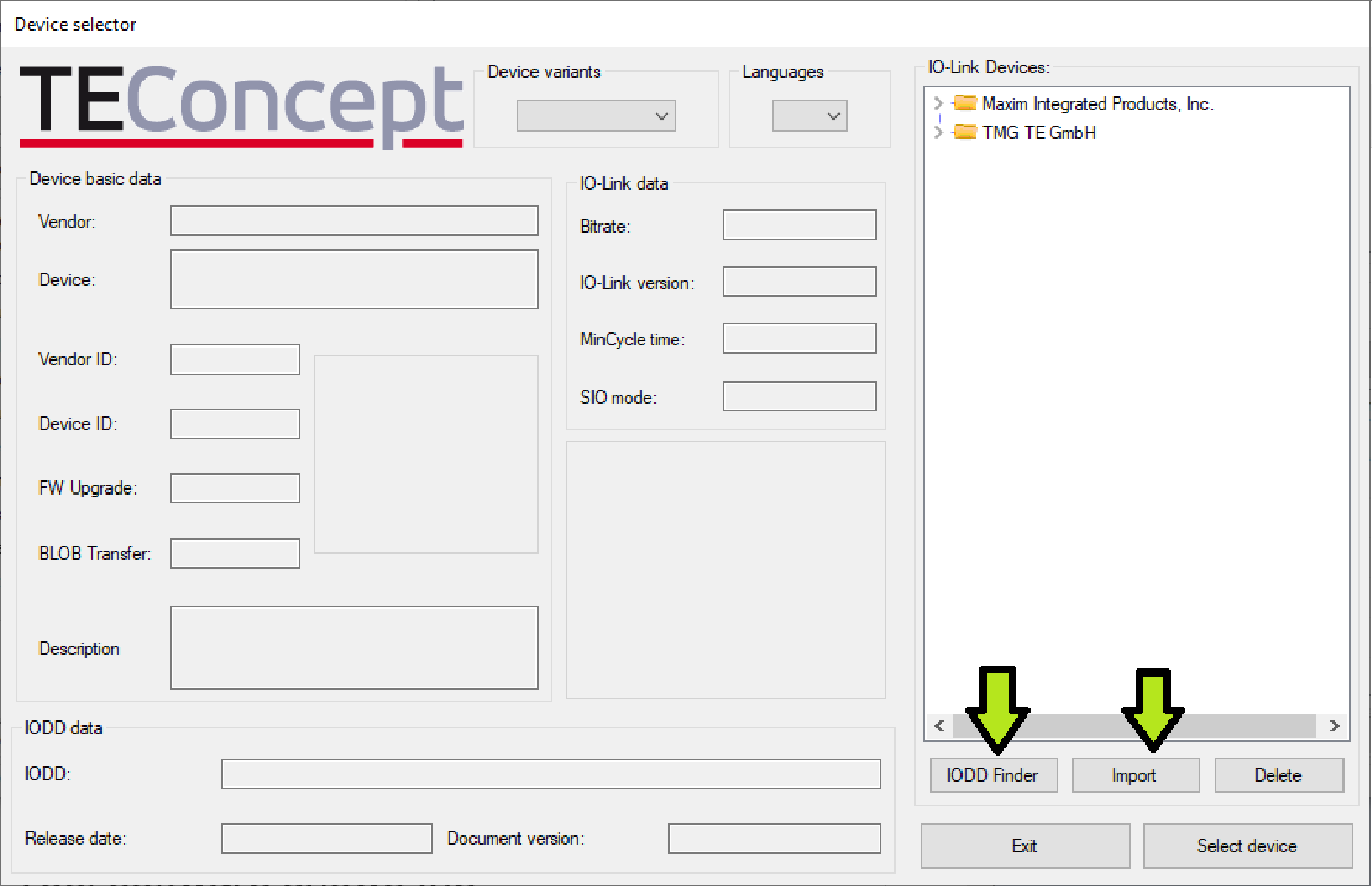 Figure 7. Import the IODD File on IO-Link Control Tool.