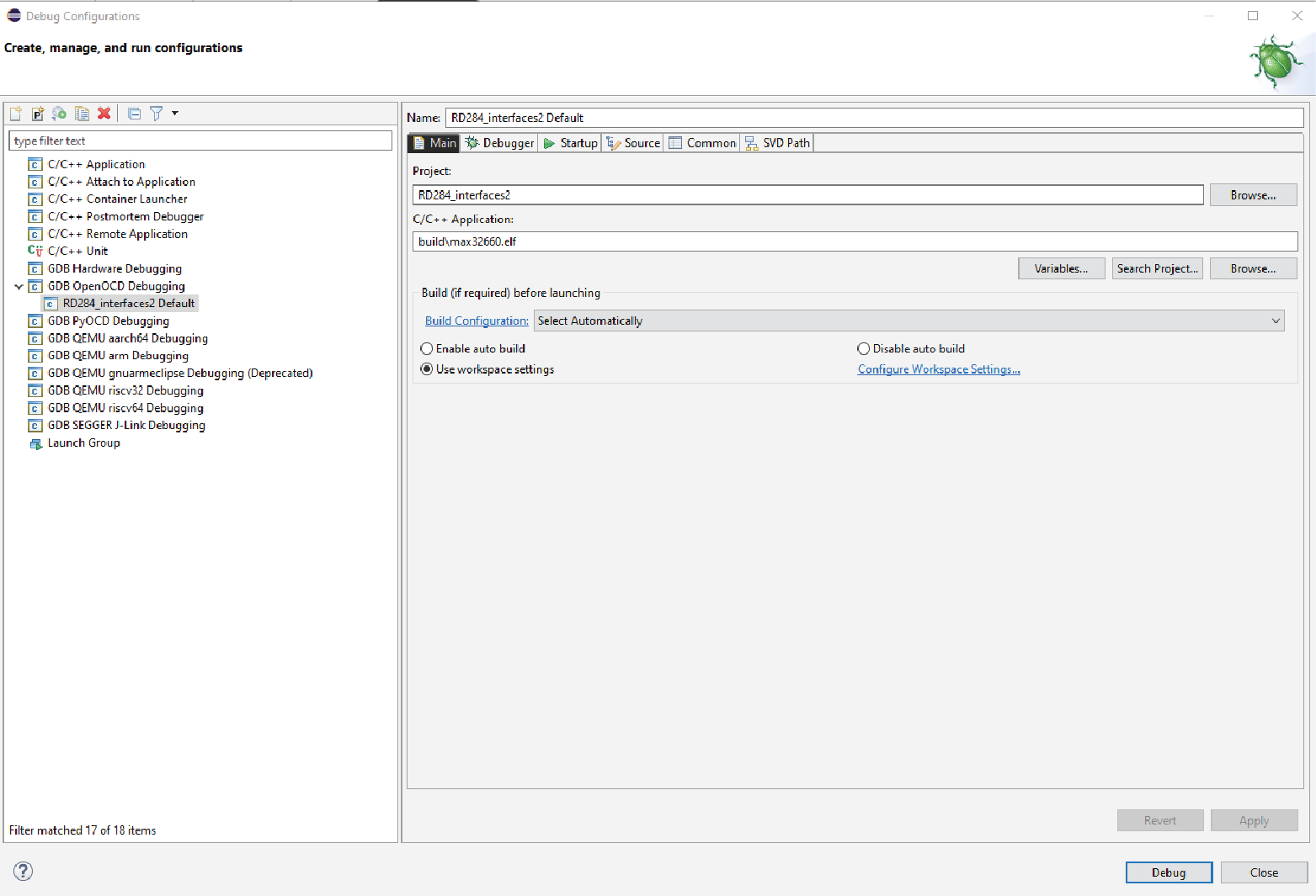 Figure 19. RD284_interfaces2 Debug Specifications.