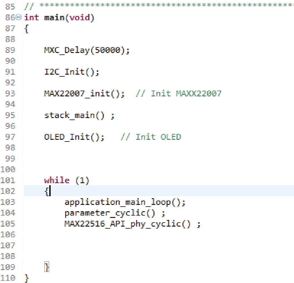Figure 22. Main Body Within main.c.