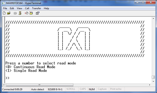 Terminal program main menu.