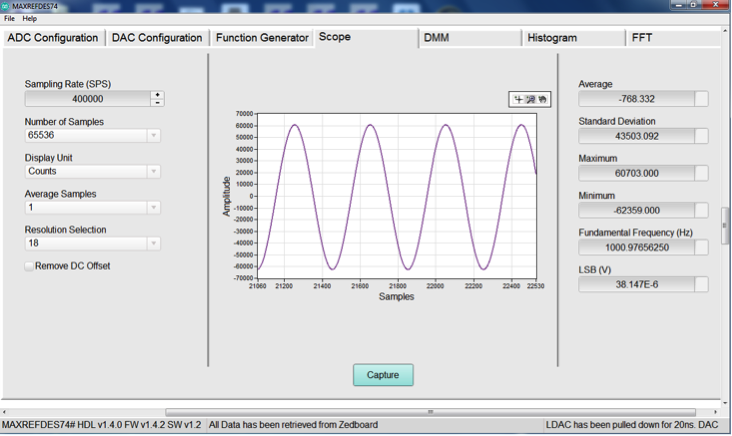 Figure 10. Scope of the sine wave in closed-loop operation.
