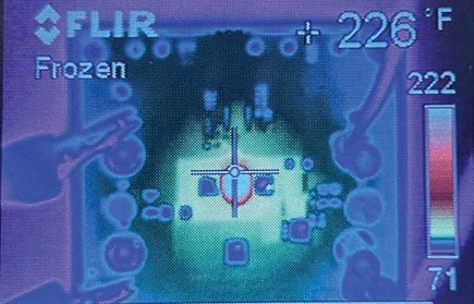 Figure 6. Saturated inductor heat dissipation is 226°F (107.78°C).