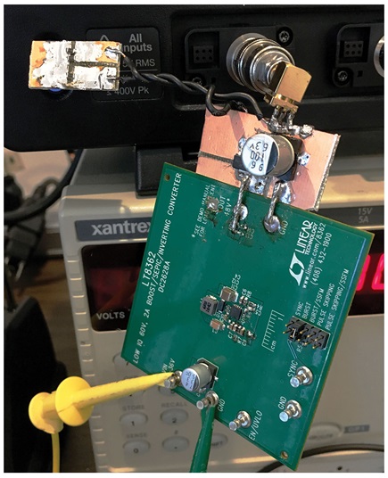 Figure 4. Benchtop setup of clean phantom power supply using demonstration circuit DC2628.