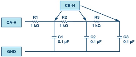 Figure 6. Third-order passive RC low-pass filter.