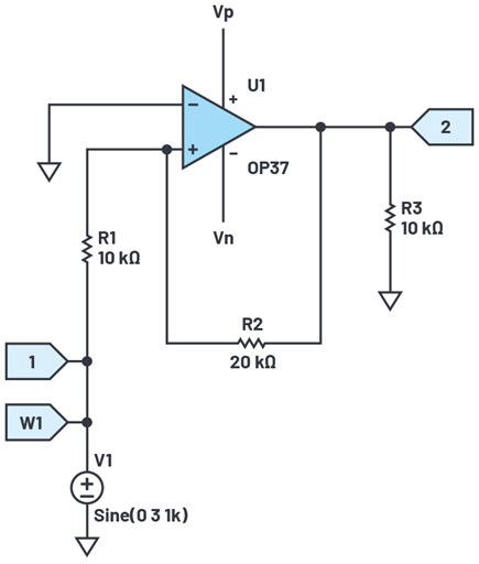 Figure 4. Noninverting hysteresis comparator.