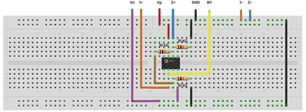 Figure 9. Inverting hysteresis comparator breadboard circuit.