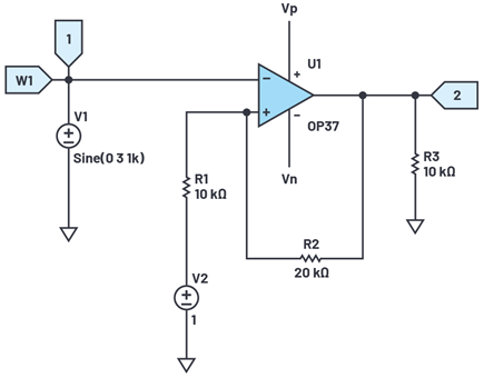 Figure 12. Inverting hysteresis comparator with asymmetric thresholds.