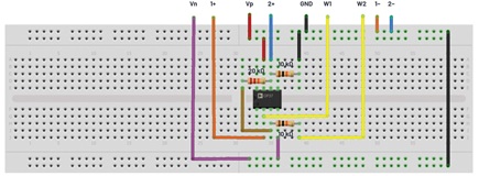 Figure 13. Inverting hysteresis comparator with asymmetric thresholds breadboard.